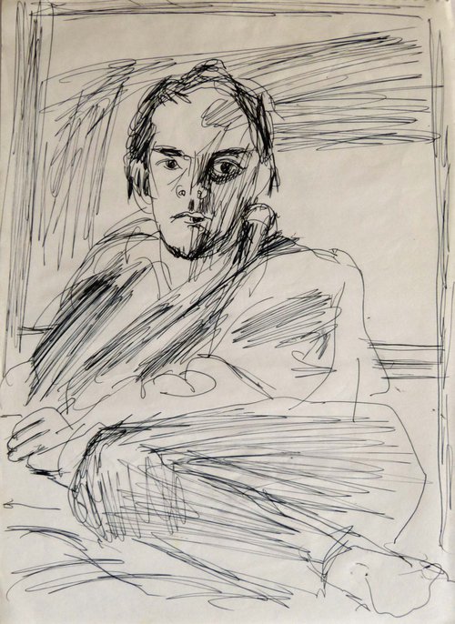 Self Portrait, 21x29 cm by Frederic Belaubre