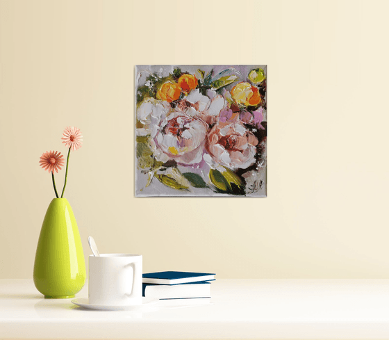 Peonies wall art, Floral painting