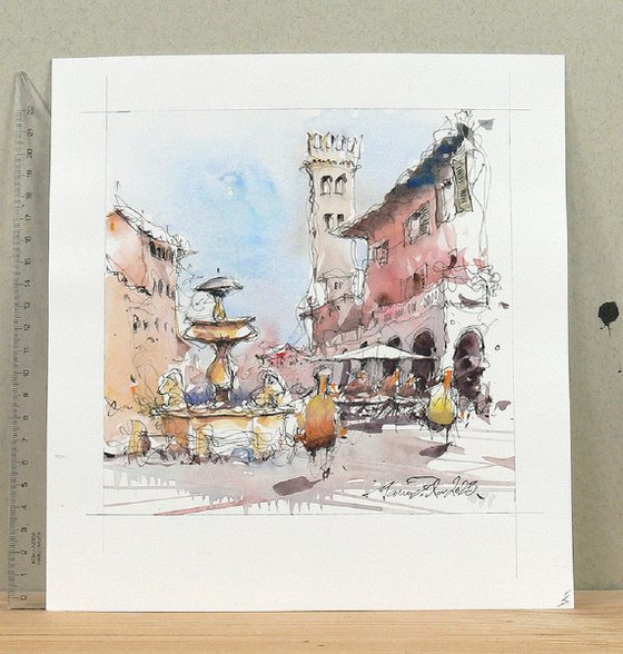 Assisi, watercolor art.