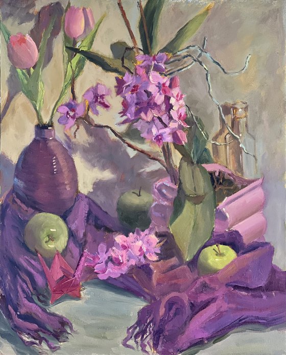 Arrangement in Green and Purple