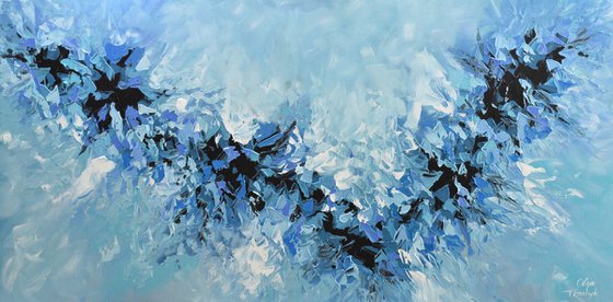 Blue Abstract Painting 24x48