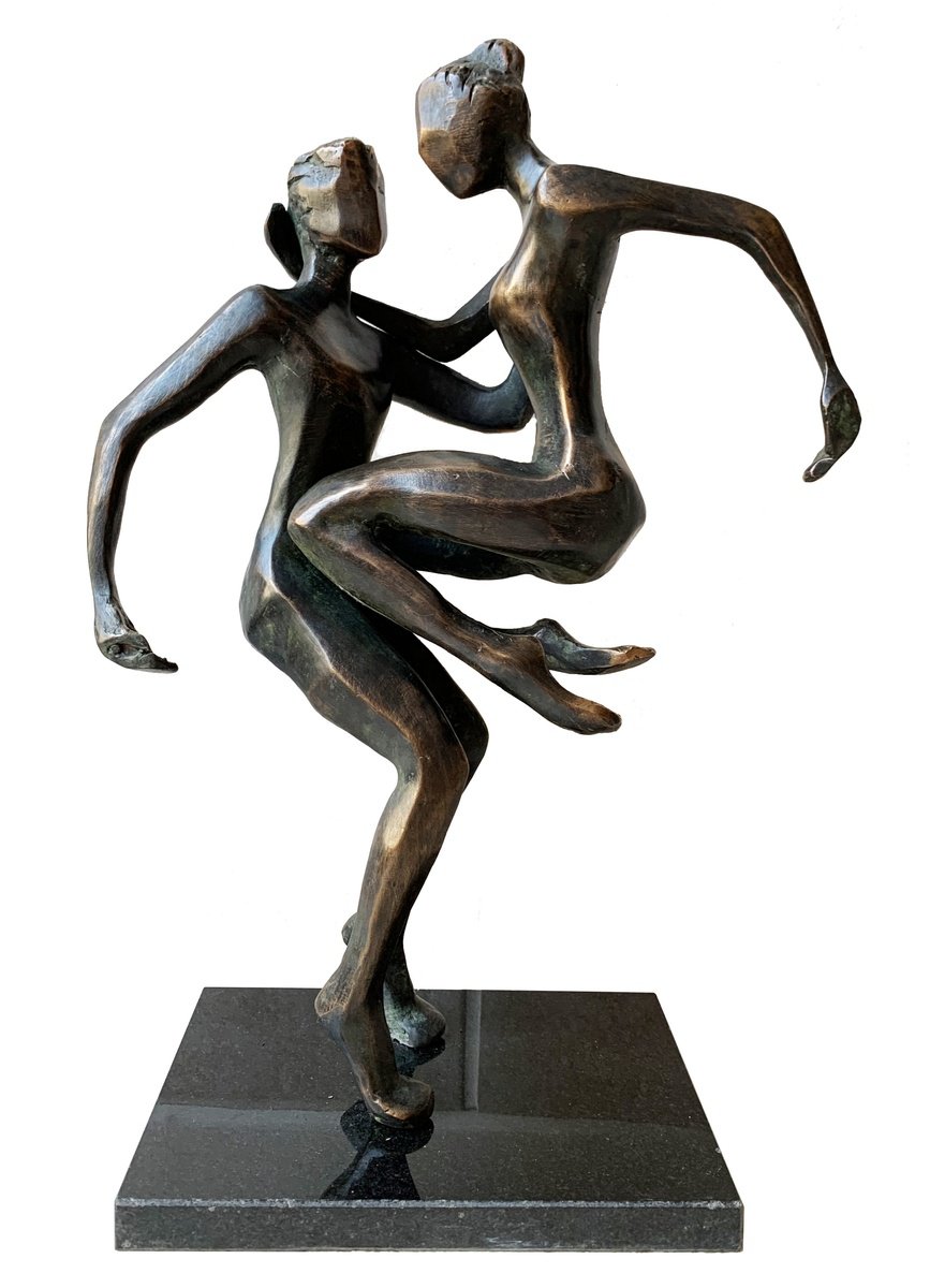 Expressive Portrait Bronze Sculpture By Toth Kristof, 6 X 15", Wild Dance, Original Artwork