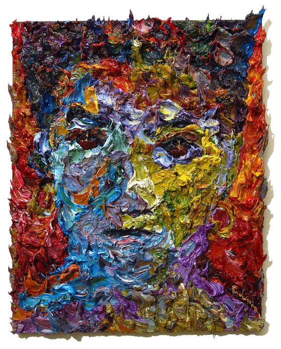 Original Oil Painting Portrait Abstract Face Expressionism Impressionism