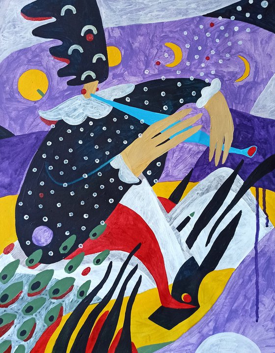 Georgian dream catcher— PAINTING ORIGINAL GIFT HOME DECOR NAIVE ART OFFICE INTERIOR