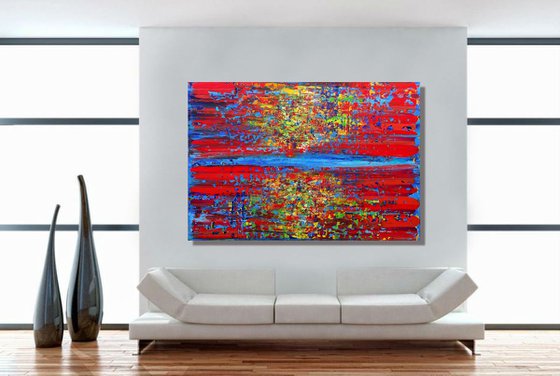 Don't Stop Believing  - XL LARGE,  ABSTRACT ART – EXPRESSIONS OF ENERGY AND LIGHT. READY TO HANG!