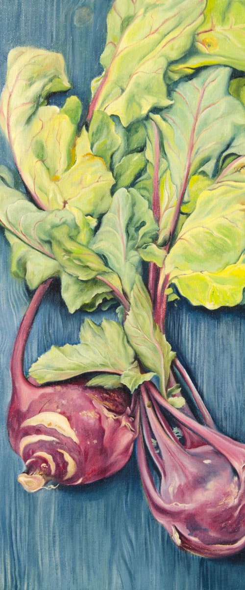 The Kohlrabi cabbage. Oil on canvas still life by Daria Galinski