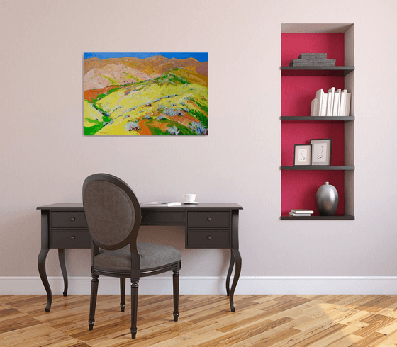 Yellow Blooming Hills. Spring in California