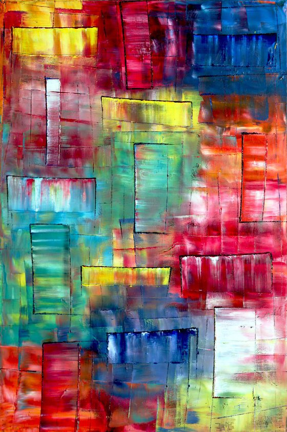 "Show Me Your True Colors" - FREE SHIPPING to the USA - Original PMS Oil Painting On Canvas - 24" x 36"