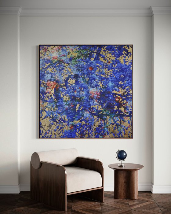 Cobalt & Gold cherry blossom