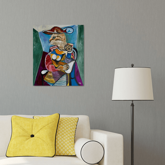 Cat version of Picasso painting FOR CAT LOVERS GIFT IDEA FELINE ART