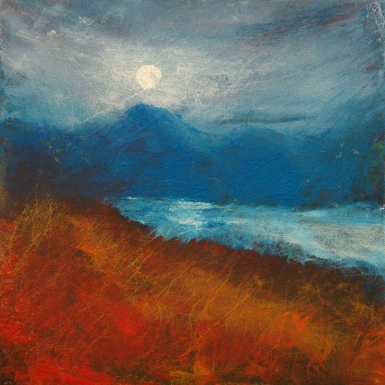 Moonlight over Loch Mullardoch, Scottish landscape painting