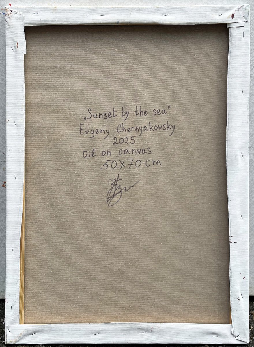 Impressionistic Landscape Oil Painting By Evgeny Chernyakovsky, 20 X 27, Sunset By The Sea, Original Artwork