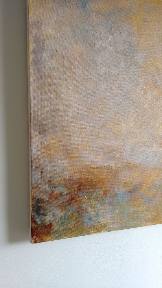 Golden Seas. Abstract Seascape. Ready to hang 18x24 inches.