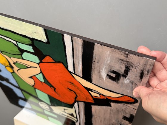 "Waiting Together"  Original painting 16x16in