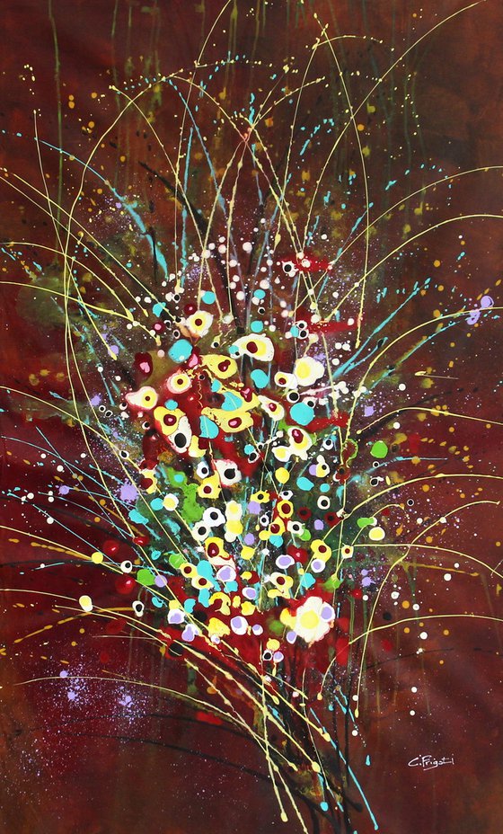 Folie Des Fleurs #6 - Extra large original abstract floral landscape