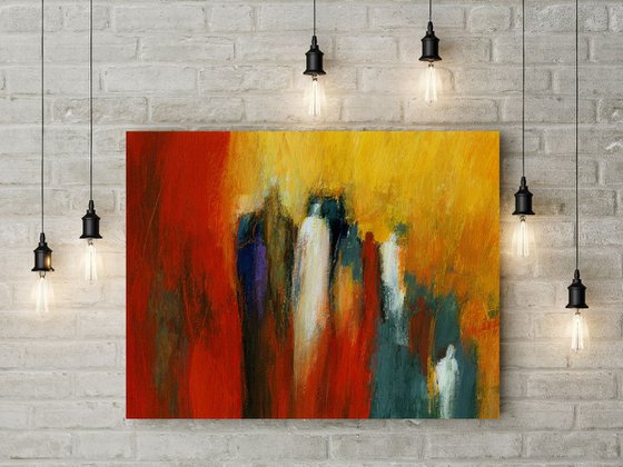 Huddle,original acrylic painting on canvas (60)x(50)c.m ready to hang