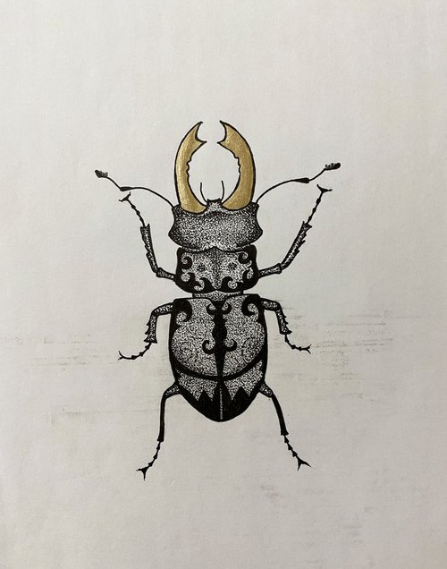 Beetle with golden horns by Tina Shyfruk