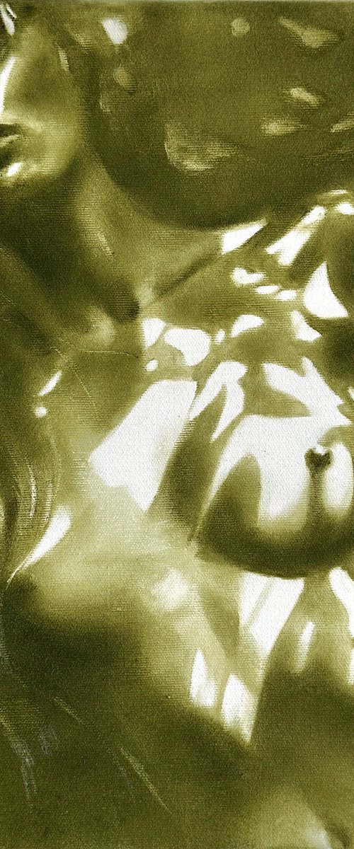 Forest Nymph's Wild Side - Olive Green Nude by Julia Shilo