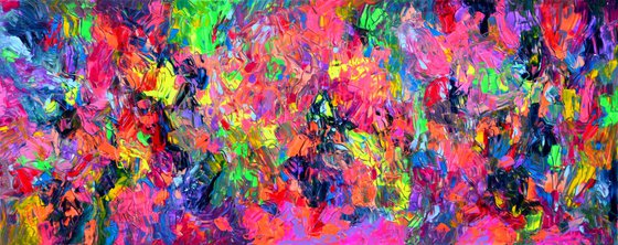 Dischromy 3 - 150x60x2 cm - Big Painting XXXL - Large Abstract, Supersized Painting - Ready to Hang, Hotel Wall Decor