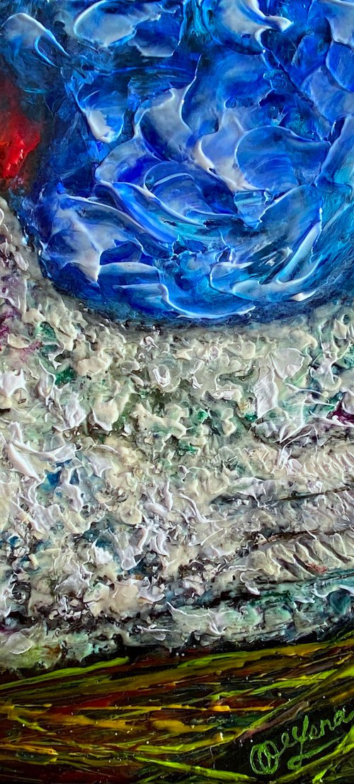 Keep'm warm -  Abstract  Original Palette Knife Painting by Lena Owens at OLena Art