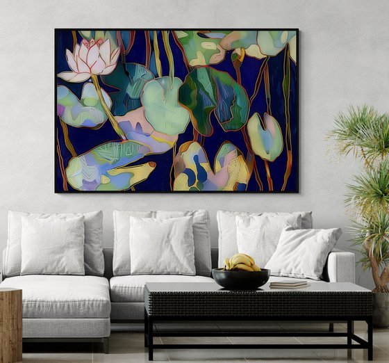 Water Lilies in Midnight Blue #2