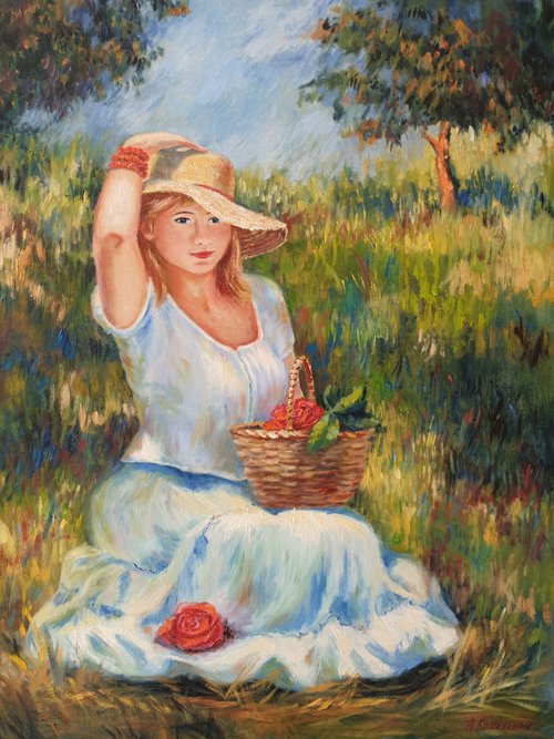 Girl with roses. by Anna Bessonova (Kotelnik)
