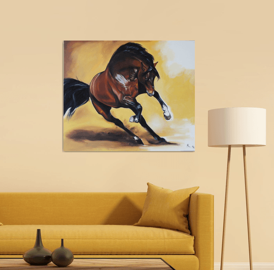 Brown horse running