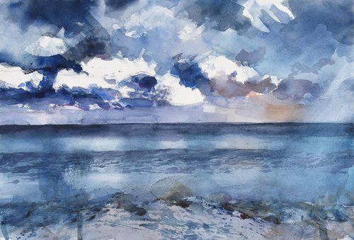 Stormy sea 4 (Portheras cove) by Goran Žigolić Watercolors