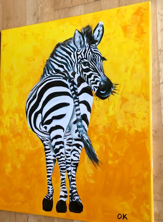 ZEBRA  on golden background.