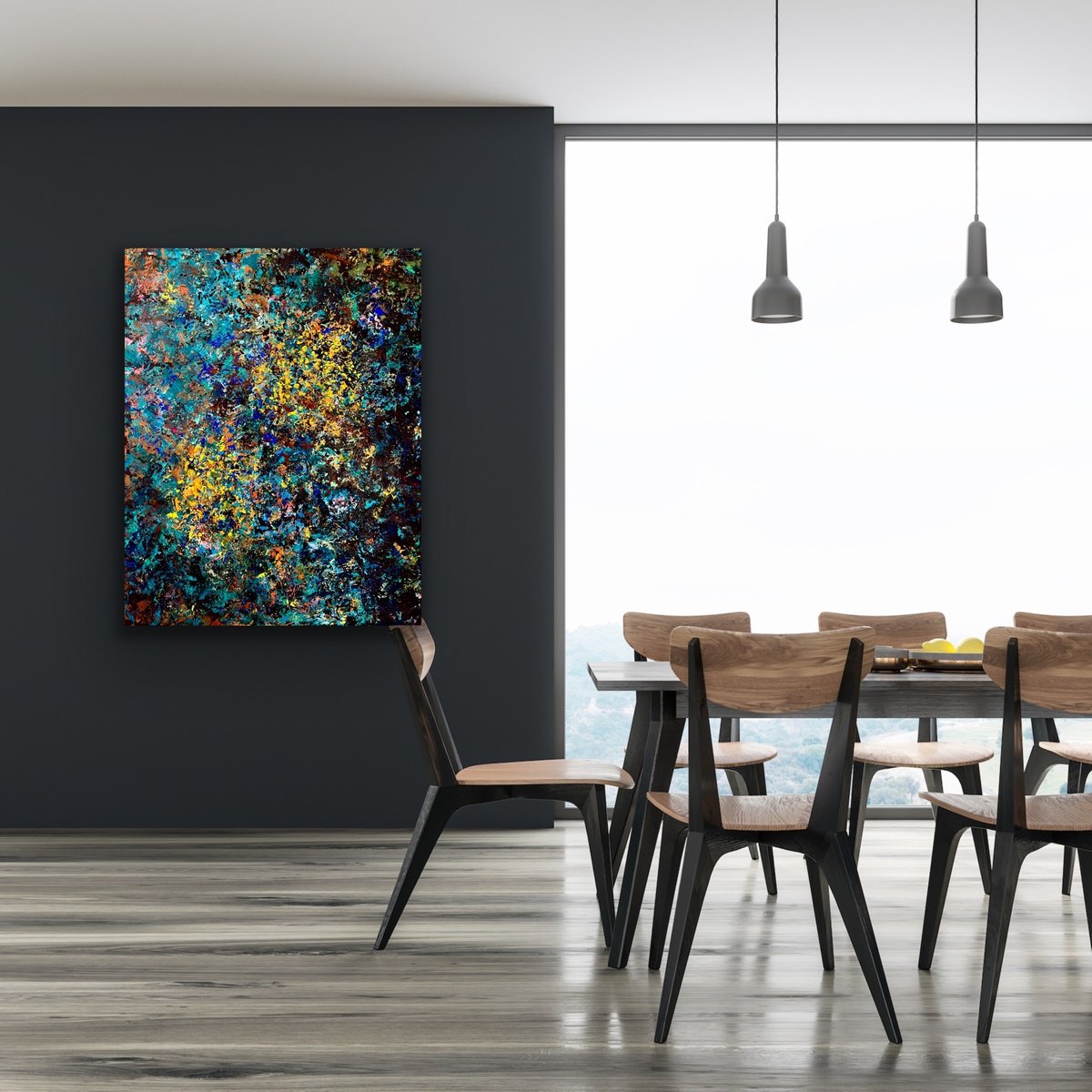 Expressive Landscape Acrylic Painting By Pooja Verma, 31 X 39", A Bit Of Earth, Original Artwork