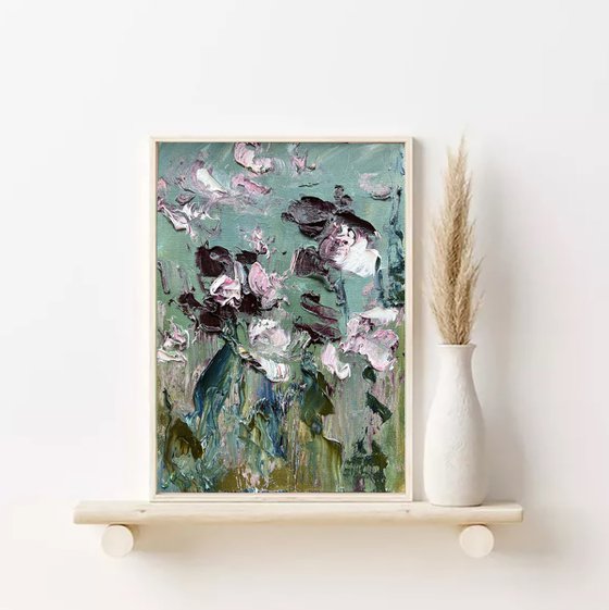 Abstract Flower - Small Painting. Abstract Floral. Mini Artwork.