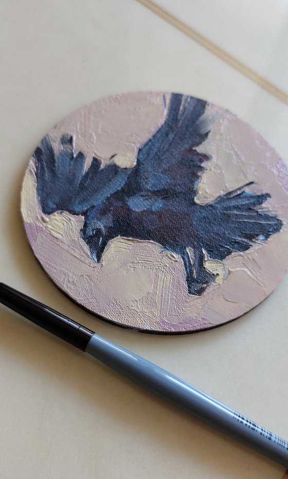 Crow oil painting