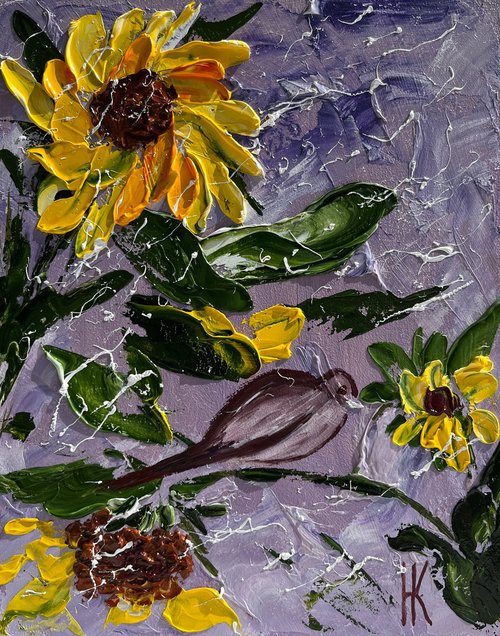 Sunflowers - original oil impasto painting by Halyna Kirichenko