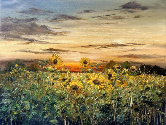 Sunflowers by Sunset