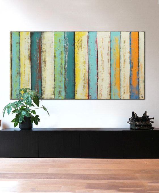 XL Painting - 70.8x35.4"- 180x90cm - Original Yellow Panels - Ronald Hunter - 31S