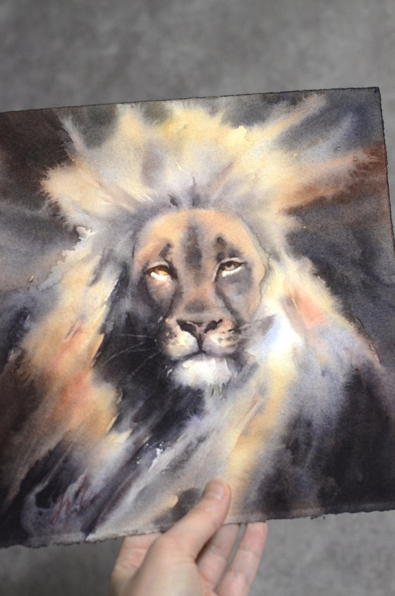 Aslan in watercolor Lion painting Narnia fan art