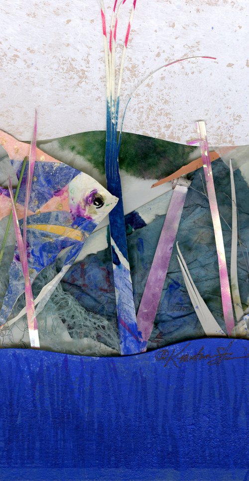 Angelfish - Mixed Media Fish Collage by Kathy Morton Stanion by Kathy Morton Stanion