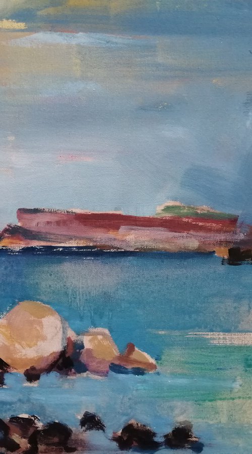 Meditarranean landscape, Seascape Tuffieha Bay, Island Malta by Olga David