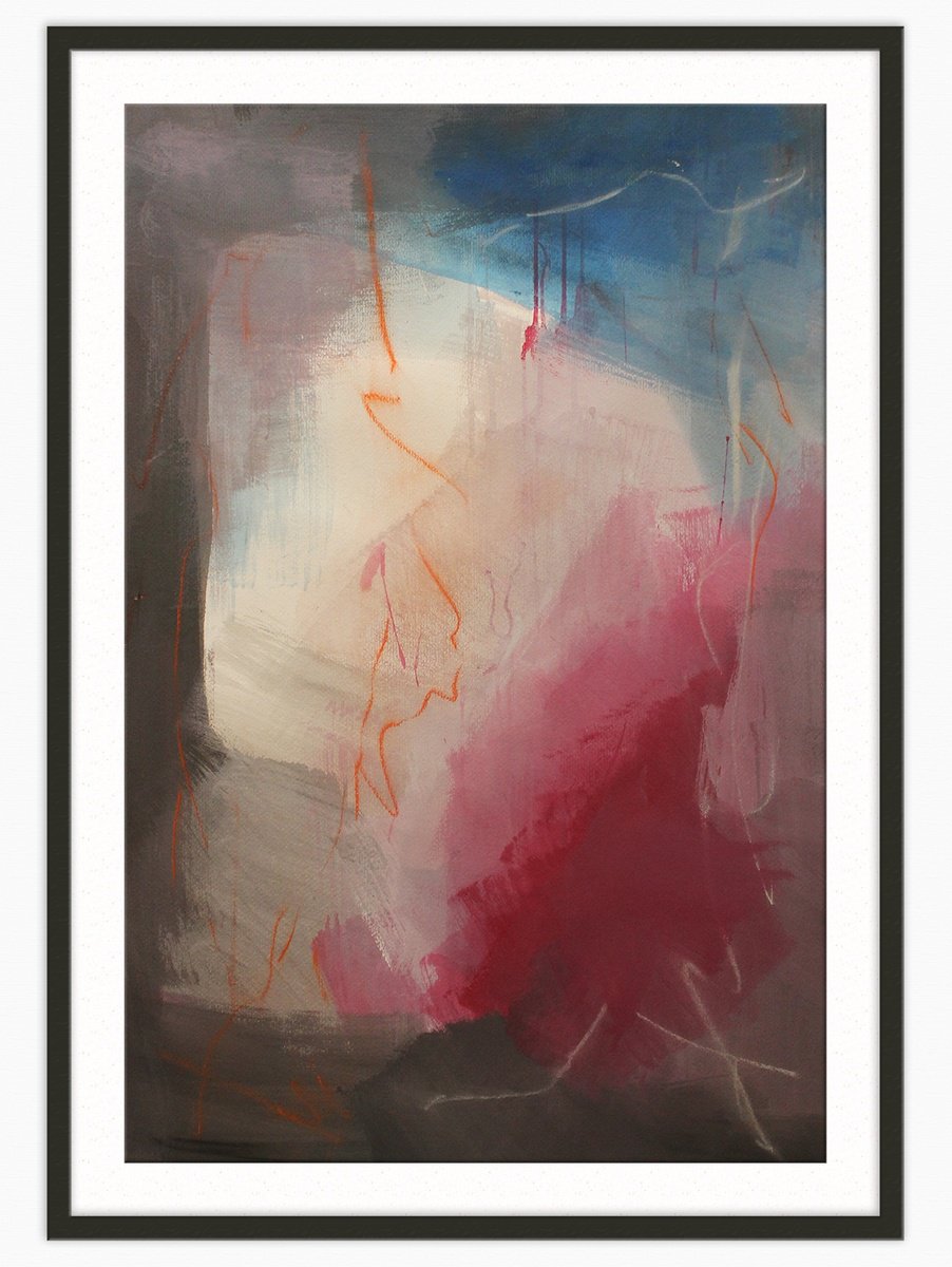 Abstract Painting By T Kyomu, 28 X 39", Out Of The Cave, Original Artwork