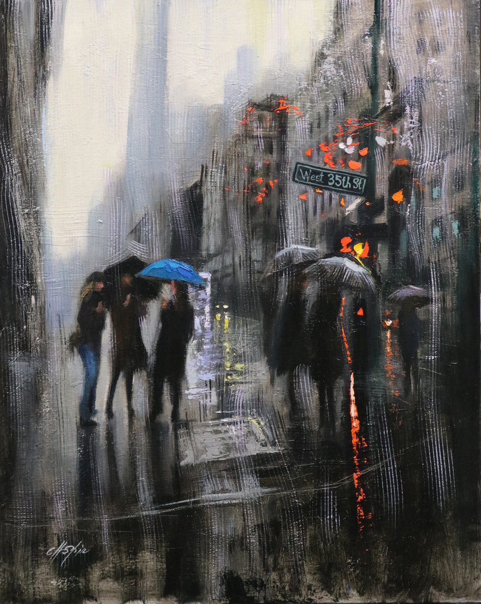 Dark Rain in Manhattan by Chin H Shin