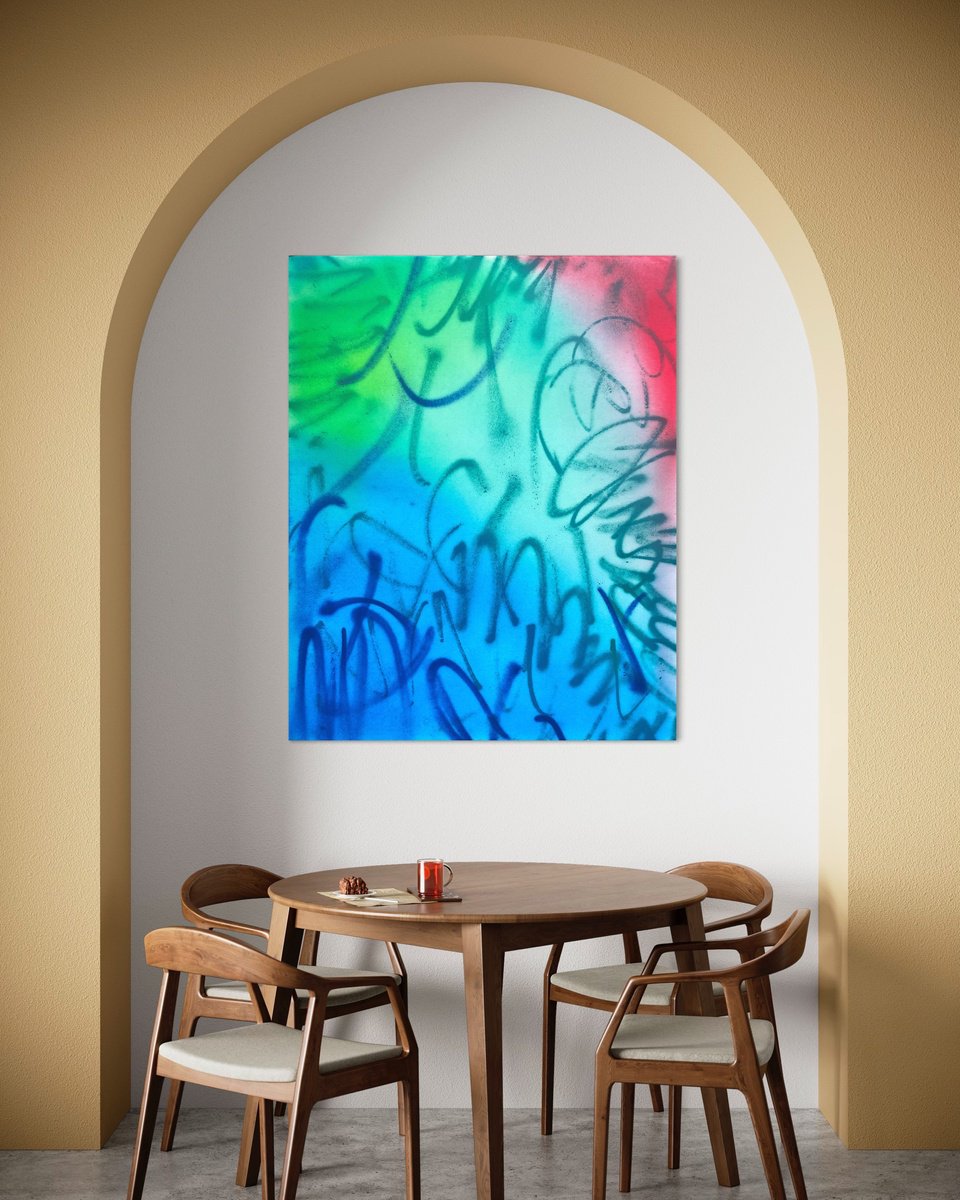 Abstract Acrylic Painting By Evgenia Makarova, 31 X 39, Abstract Splash Iv, Original Artwork