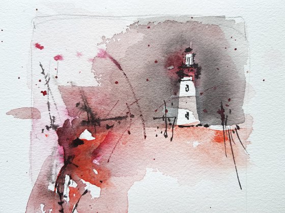 Lighthouse and the poppy field