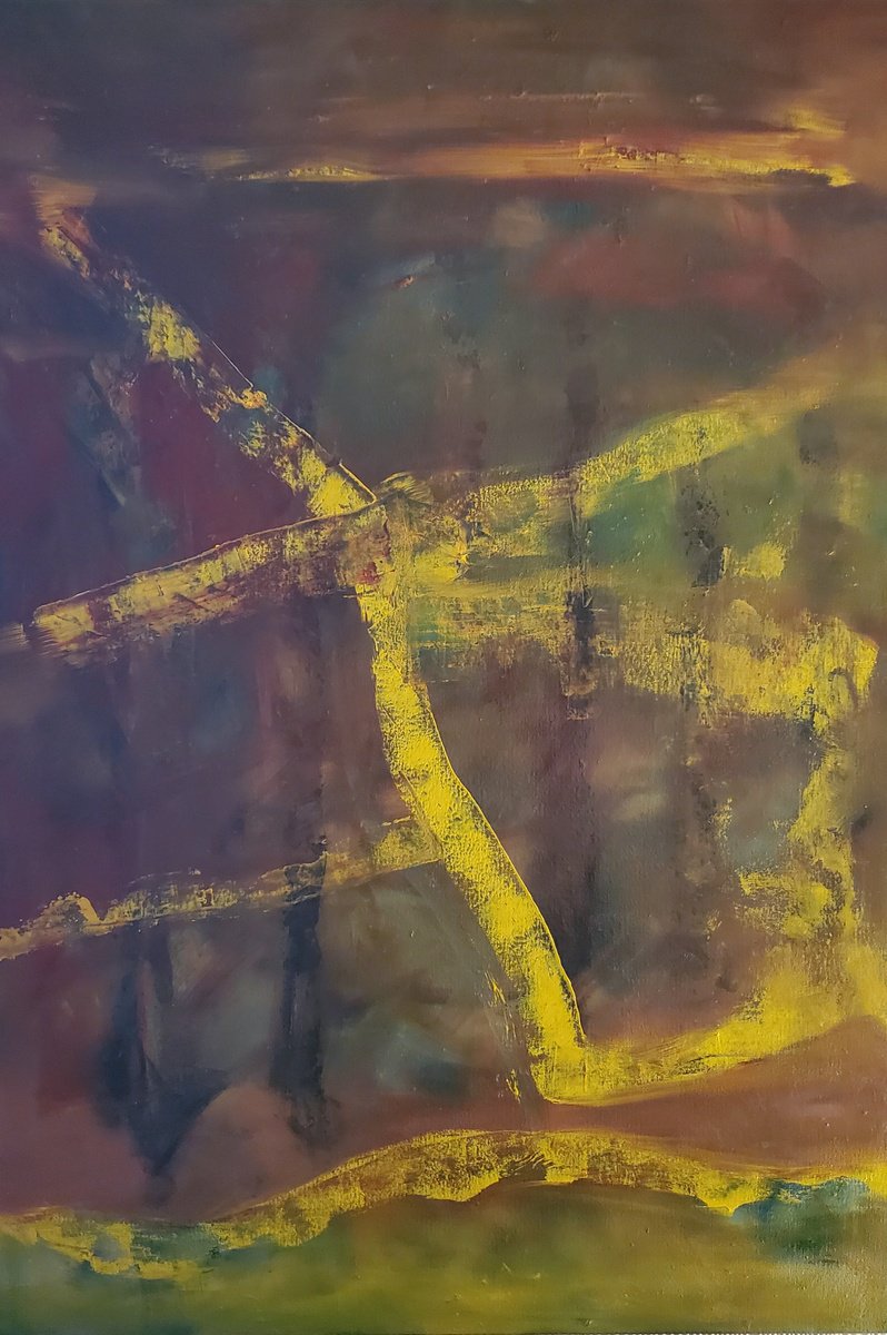 Organic Abstract Oil Painting By Rebecca Hodel, 26 X 38", Crossroads, Original Artwork