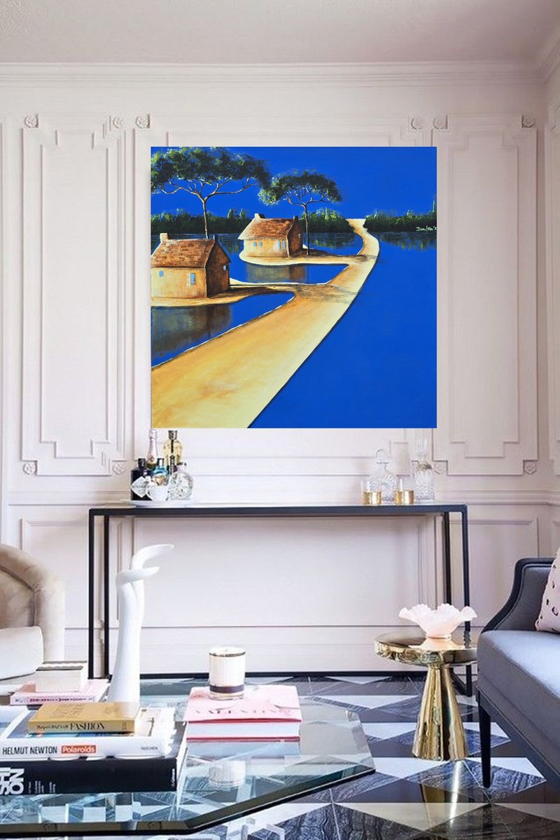 Impressionistic Landscape Acrylic Painting By Danijela Dan, 31 X 31, The Simmetry Of Provence V, Original Artwork