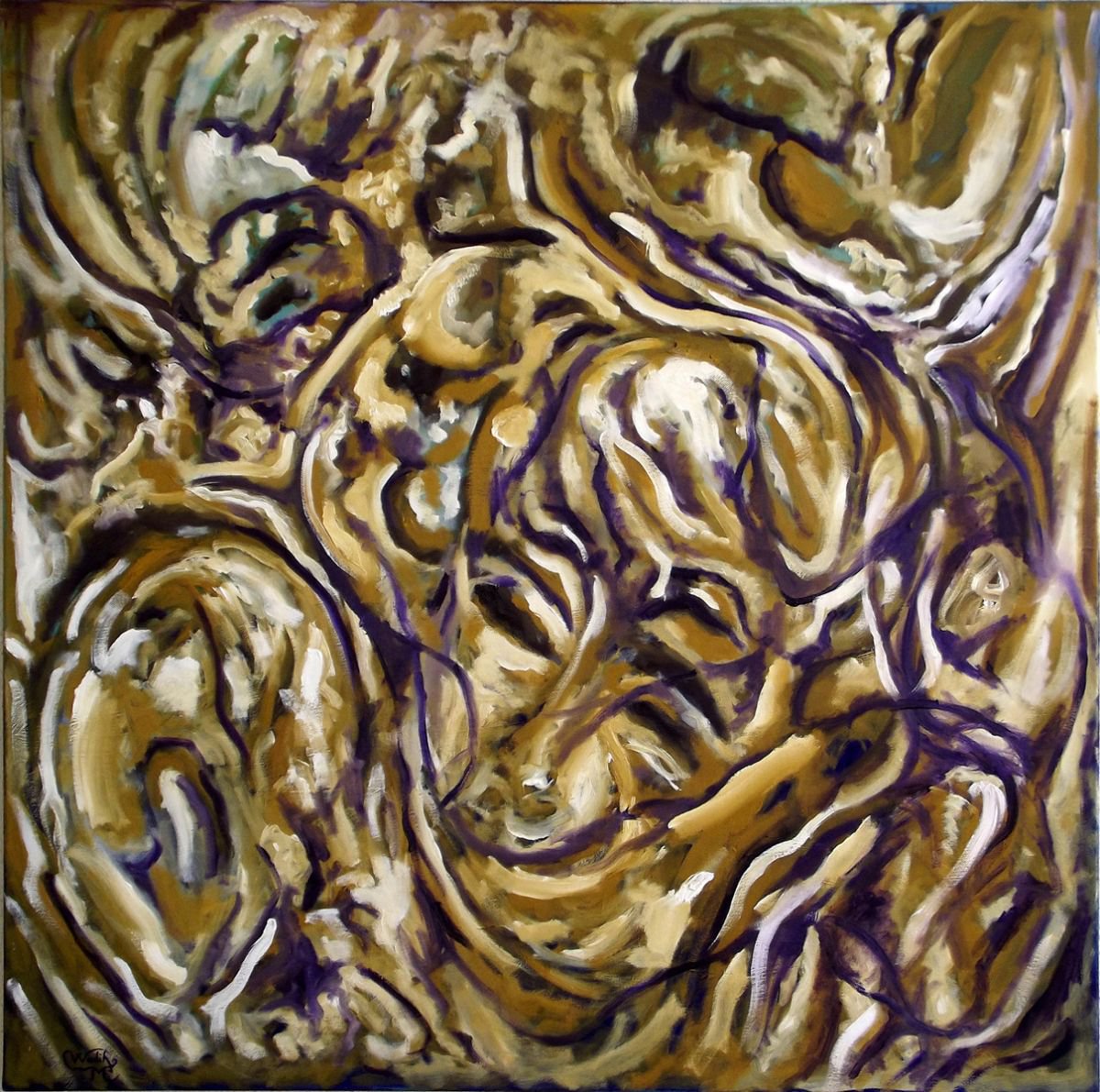 THE CHAOS - Illusionistic figures - Face combination - Big size Oil on canvas (100100cm) by Wadih Maalouf