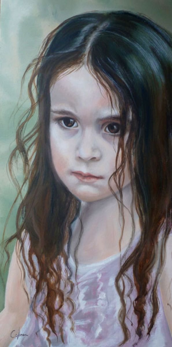 Photorealistic Portrait Oil Painting By Nicola Colbran, 12 X 24", 