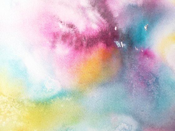 Abstract floral watercolor painting "Rainbow flowers"