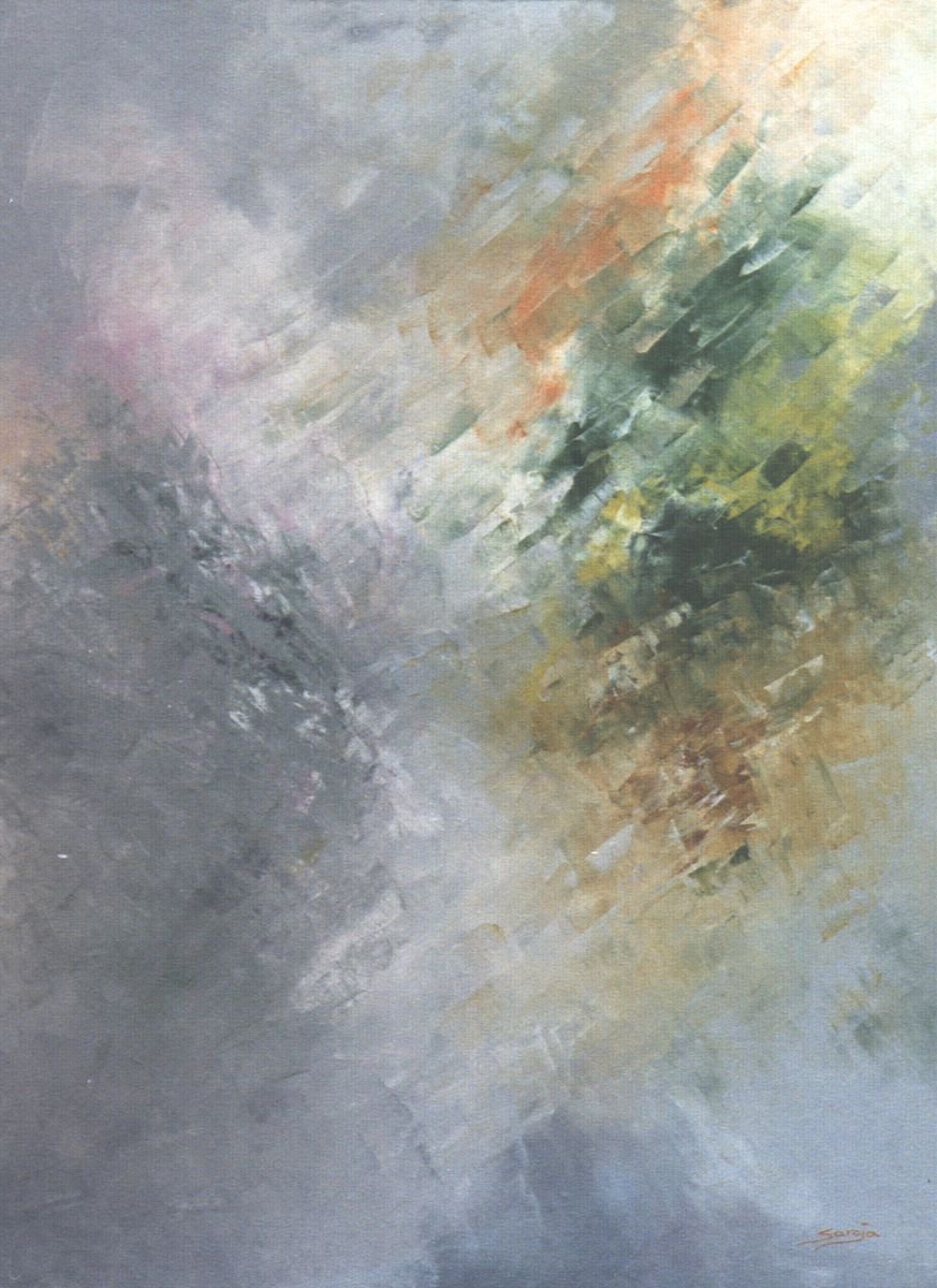 Abstract Landscape Oil Painting By Saroja Van Der Stegen, 38 X 51", Forest (Ref#:187-60F), Original Artwork