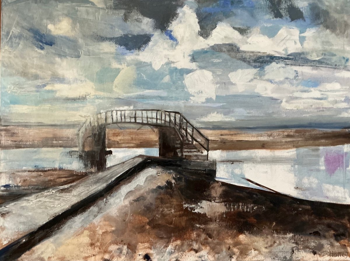 Expressive Oil Painting , Bridge To Nowhere By Sandra Haney, 31 X 24, Artwork For Sale On Artfinder