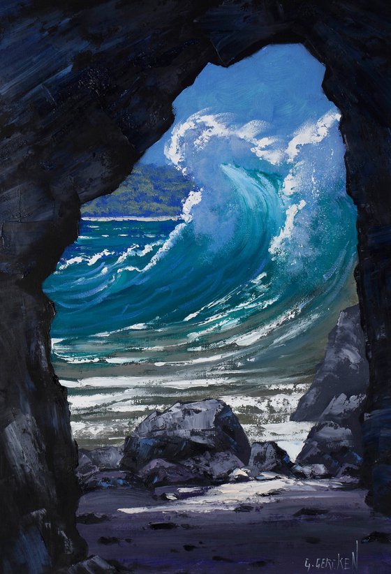 Crashing Wave Ocean Cave